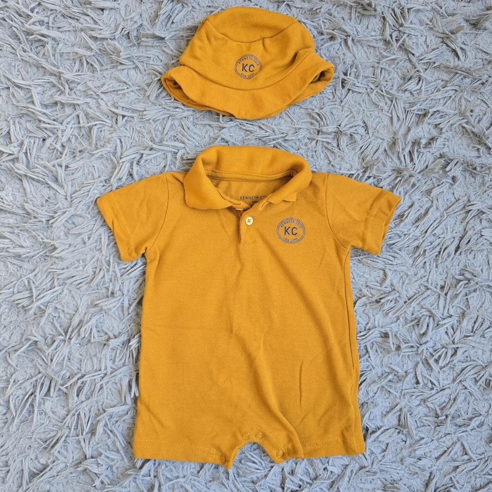 KC Mustard Yellow Baby Romper and Hat Set